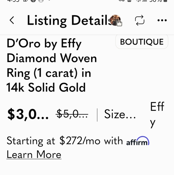 D’Oro by Effy Diamond Woven Ring (1 carat) in 14k Solid Gold - Picture 4 of 7